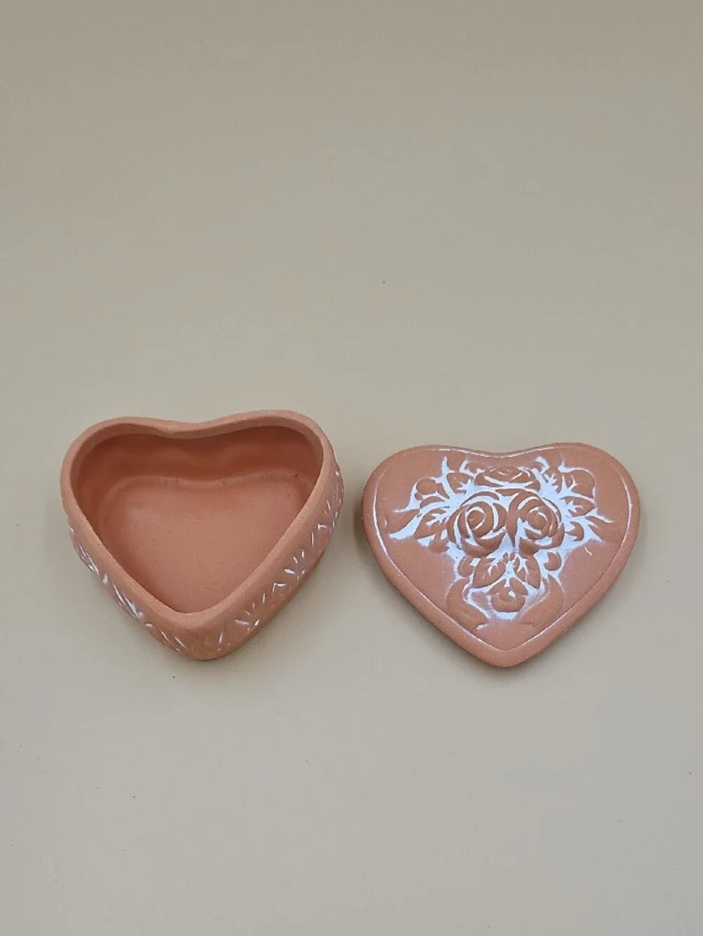 Heart-Shaped Trinket Box with White Floral Accents